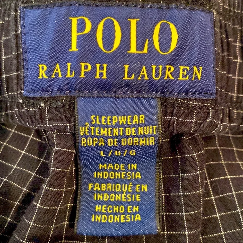 POLO RALPH LAUREN NAVY BLUE WHITE LOUNGE PANTS SLEEPWEAR PAJAMA BOTTOMS Sz L EUC